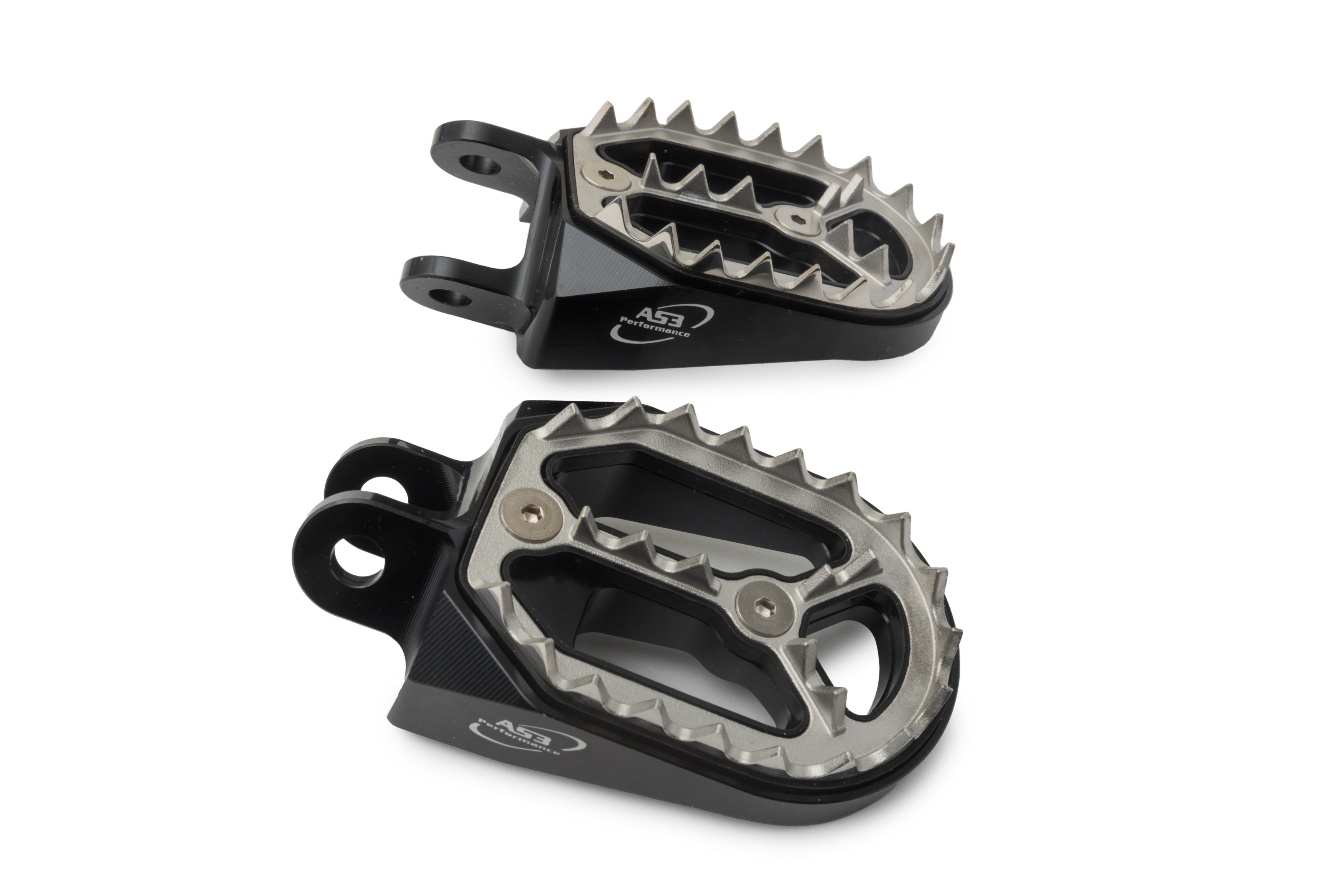 AS3 Factory Series Wide Black Motorcycle Foot Pegs Compatible with Kawasaki KLX 250 (1994 - 2020), KLX 300 (1997 - 2025) and KLX 650 (1993 - 1996)