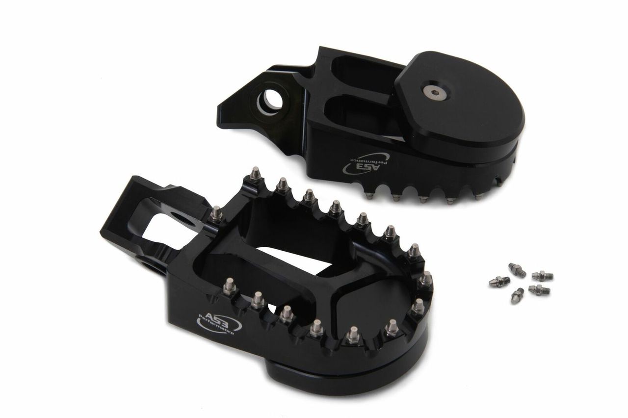 AS3 Performance Supermoto Black Foot Pegs for KTM 125, 150, 250, 350, 450 SX, SXF, XC, XC - F, SMR from 2016 - 2022 and 300, 500 EXC, XC - W, XCF - W from 2017 - 2023