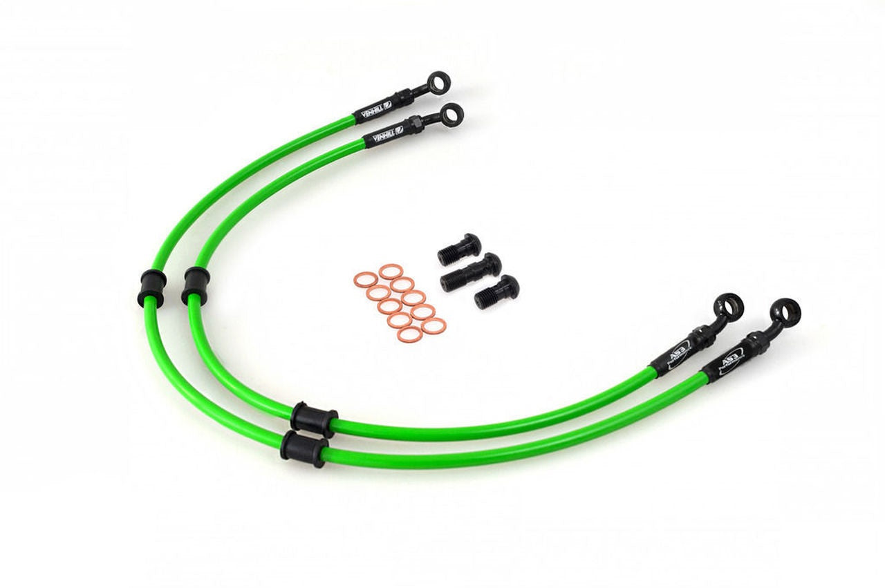 1995 - 1999 Kawasaki ZX6R AS3 Venhill Race Green Braided Front Brake Lines