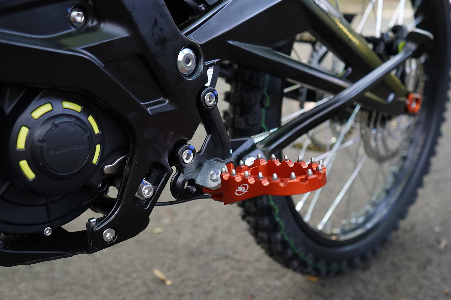 Orange AS3 Racing Series Wide Foot Pegs for 2018 - 2024 SUR - RON Light Bee Electric Motorcycles