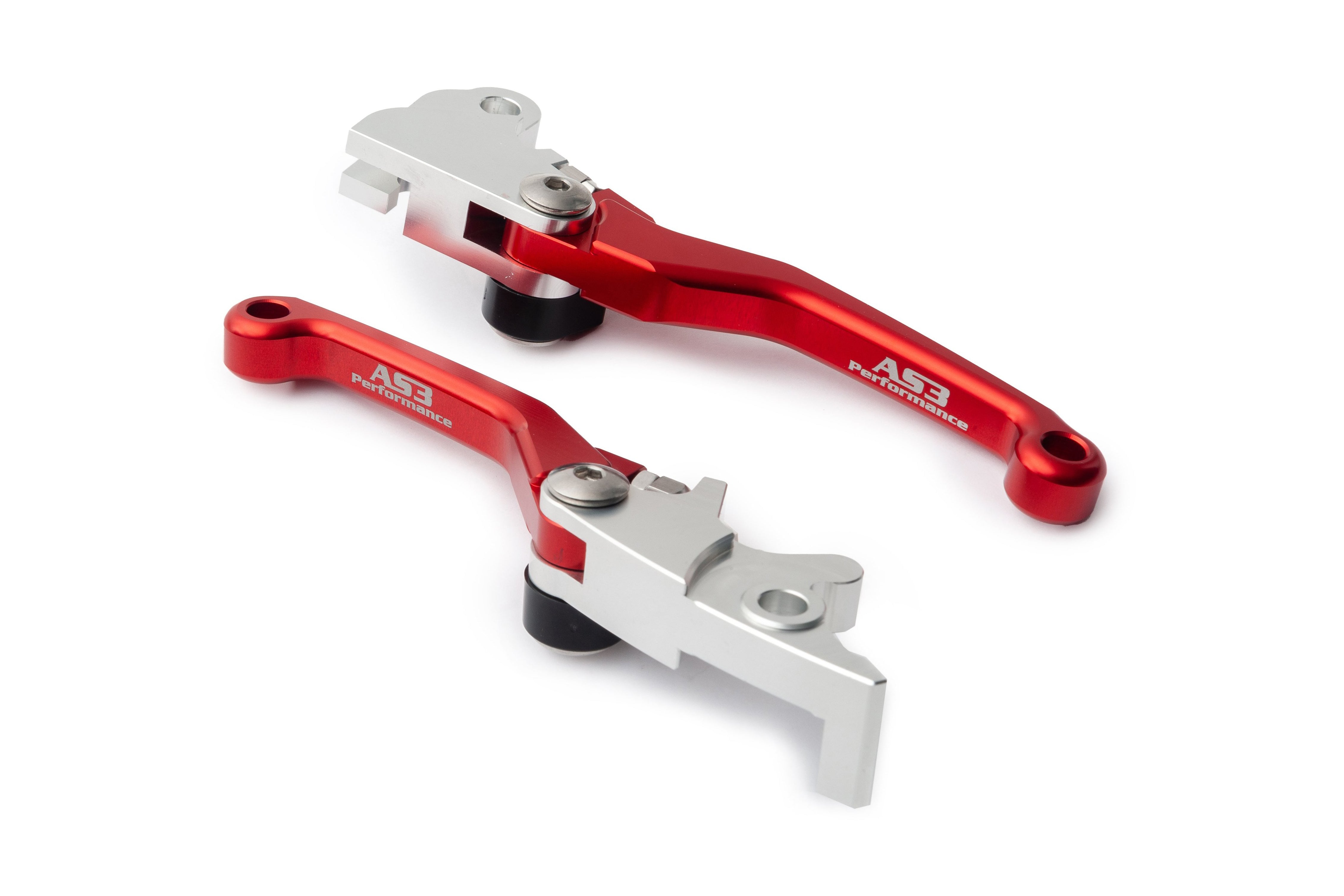 AS3 Front Brake and Clutch Flexible Pivot Levers in Red for 1993 - 2025 Honda XR 650 L Motorcycle