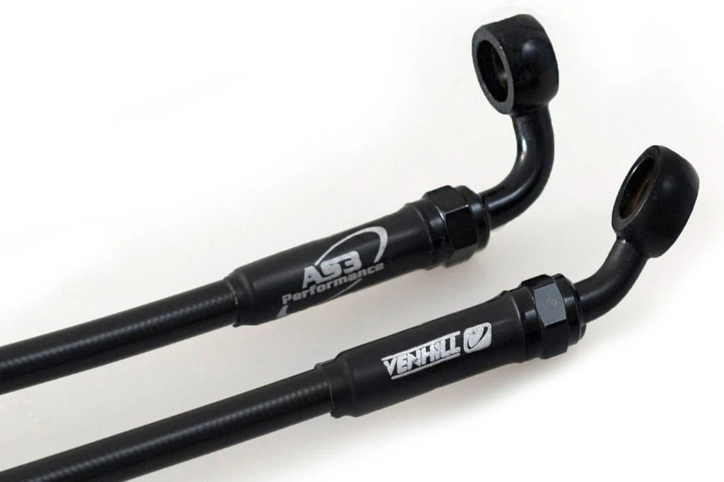KAWASAKI GPZ 750 R (1985 - 1986) and GPZ 900 R (1984 - 1989) AS3 Venhill High - Performance Braided Rear Brake Line Hose in Matt Black Color