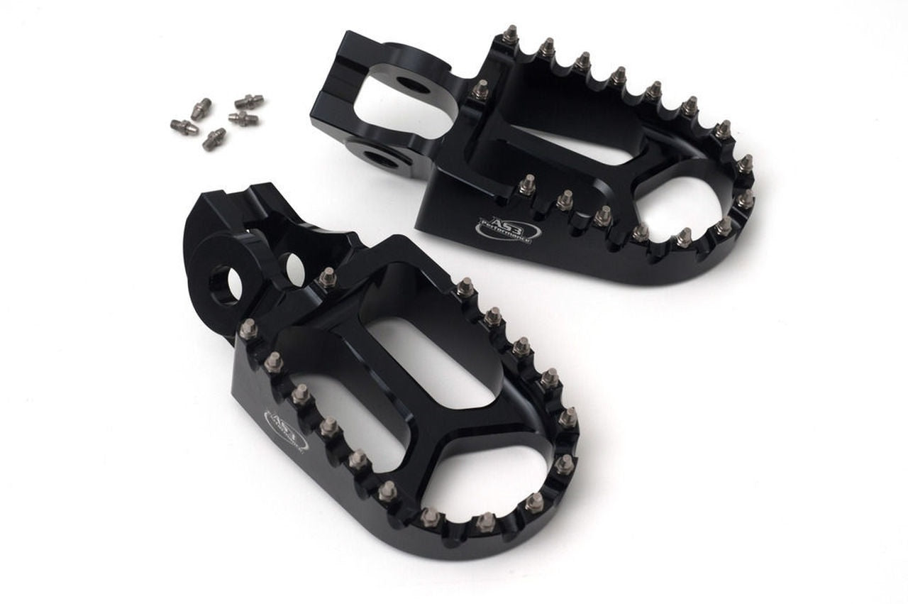 AS3 Racing Series Black Wide Foot Pegs for 2016 - 2024 Husqvarna Motorcycles