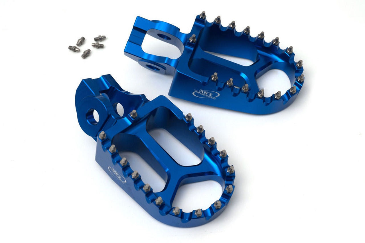 AS3 Racing Series Blue Wide Foot Pegs for 2016 - 2024 Husqvarna Motorcycles