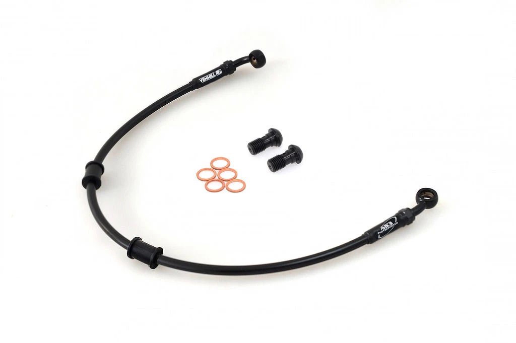 KAWASAKI GPZ 750 R (1985 - 1986) and GPZ 900 R (1984 - 1989) AS3 Venhill High - Performance Braided Rear Brake Line Hose in Matt Black Color