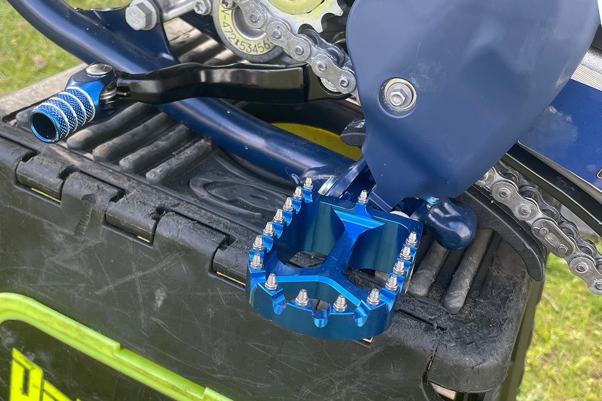 AS3 Racing Series Blue Wide Foot Pegs for 2016 - 2024 Husqvarna Motorcycles