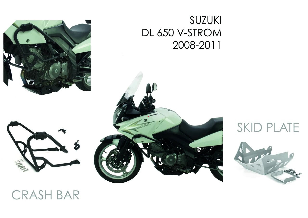 SUZUKI DL 650 V-STROM 2008 - 2011 AS3 High - Performance Motorcycle Crash Bars Guards in Textured Matt Black Finish