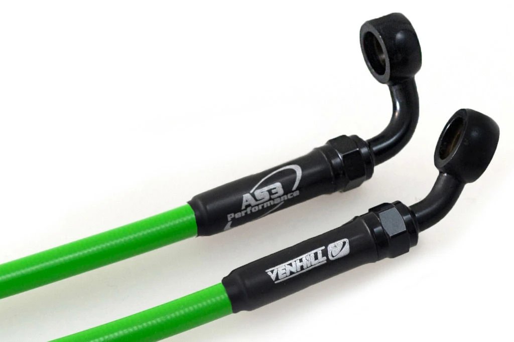 1995 - 1999 Kawasaki ZX6R AS3 Venhill Race Green Braided Front Brake Lines