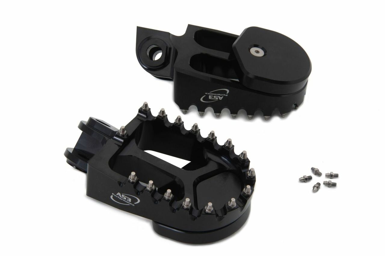 Black AS3 Performance Supermoto Foot Pegs for KTM 125, 250, 400, 450, 525, 530 SX, SXF, SMR (1998 - 2015) and EXC (1998 - 2016) Motorcycles