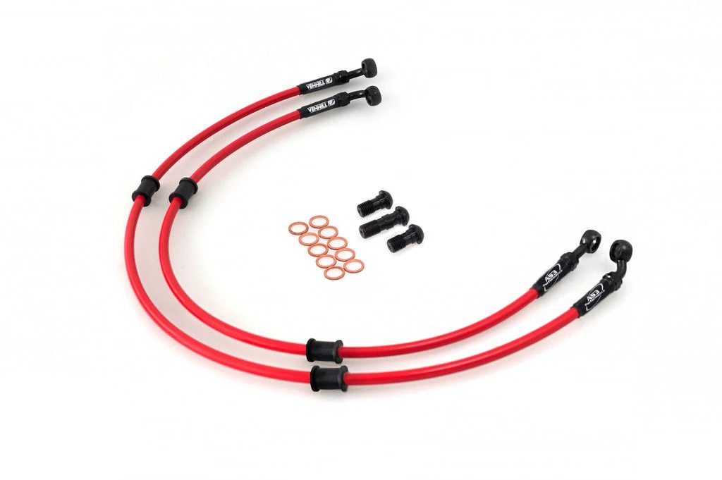SUZUKI GSXR 750 2004-2010 AS3 VENHILL BRAIDED FRONT BRAKE LINES HOSES RACE RED