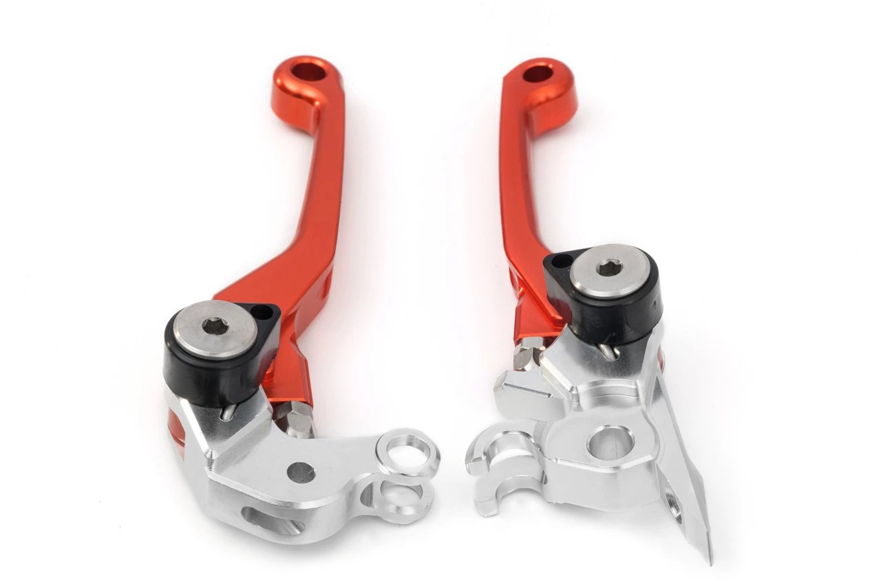 AS3 Orange Front Brake and Clutch Flexible Pivot Levers for 2005 - 2008 KTM 125, 250, 450, 525 SX, EXC, XC, F Motorcycles