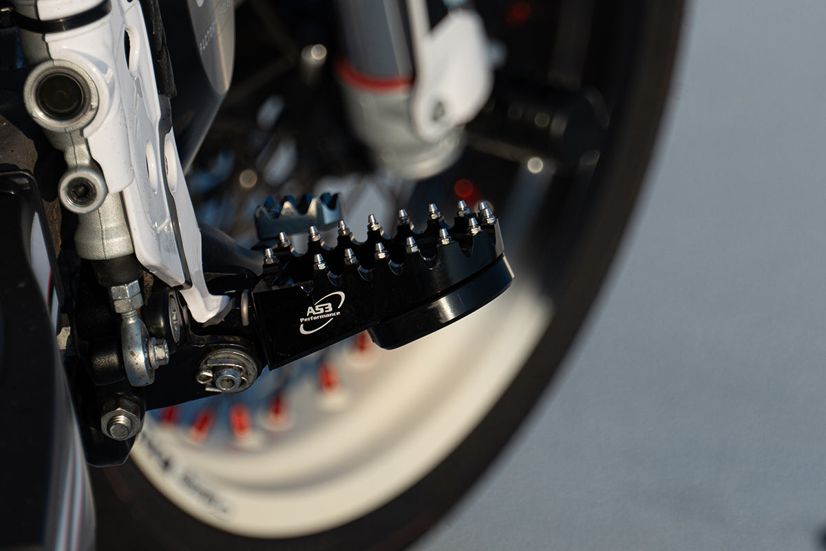 AS3 Performance Supermoto Black Foot Pegs for KTM 125, 150, 250, 350, 450 SX, SXF, XC, XC - F, SMR from 2016 - 2022 and 300, 500 EXC, XC - W, XCF - W from 2017 - 2023
