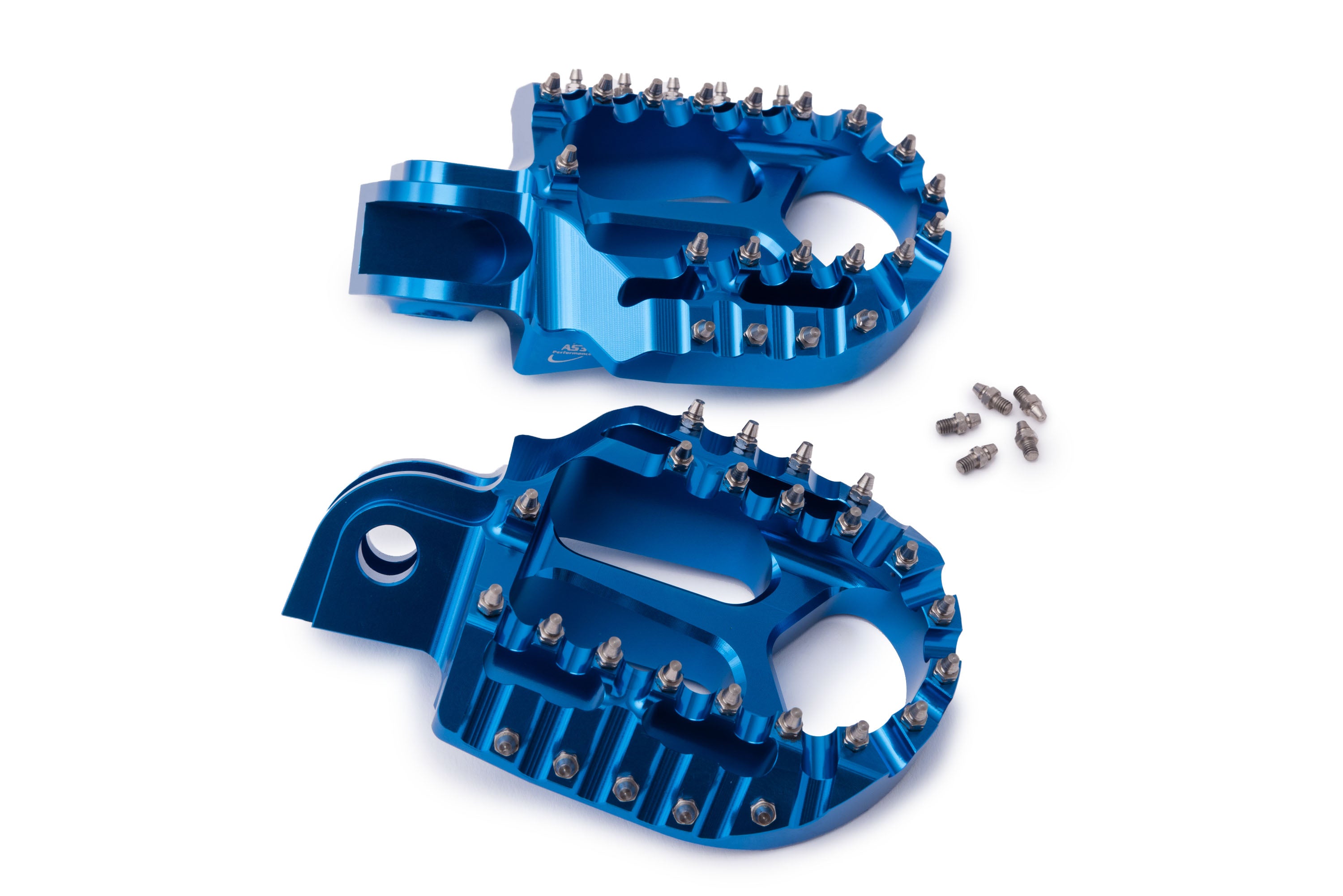 AS3 Performance Blue Extra Large Motorcycle Foot Pegs Compatible with 2014 - 2023 Husqvarna TC 50, 65, 85, TC FC 125, 250, 350, 450, TE FE 300, 501