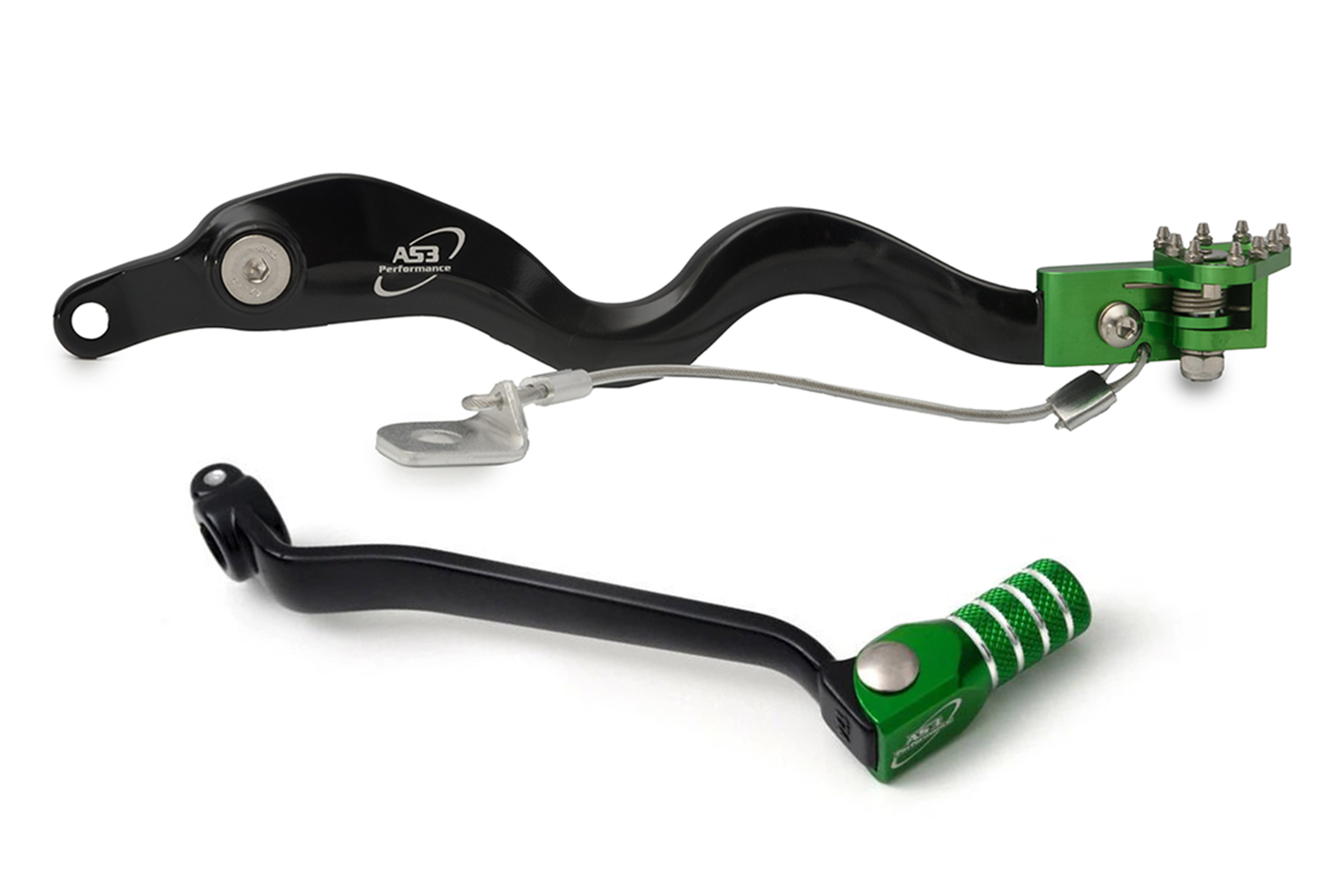 AS3 Forged High - Performance Gear Lever and Rear Brake Pedal in Green for Kawasaki KLX 250 (2009 - 2020) and KLX 300 (2020 - 2025)