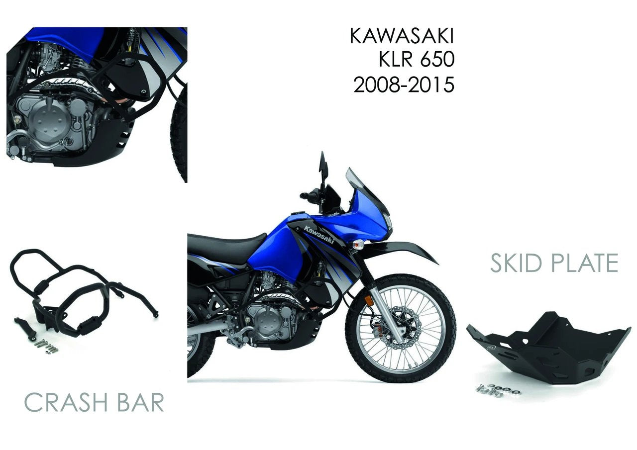 2008 - 2015 Kawasaki KLR 650 AS3 Black Performance Crash Bars Guards