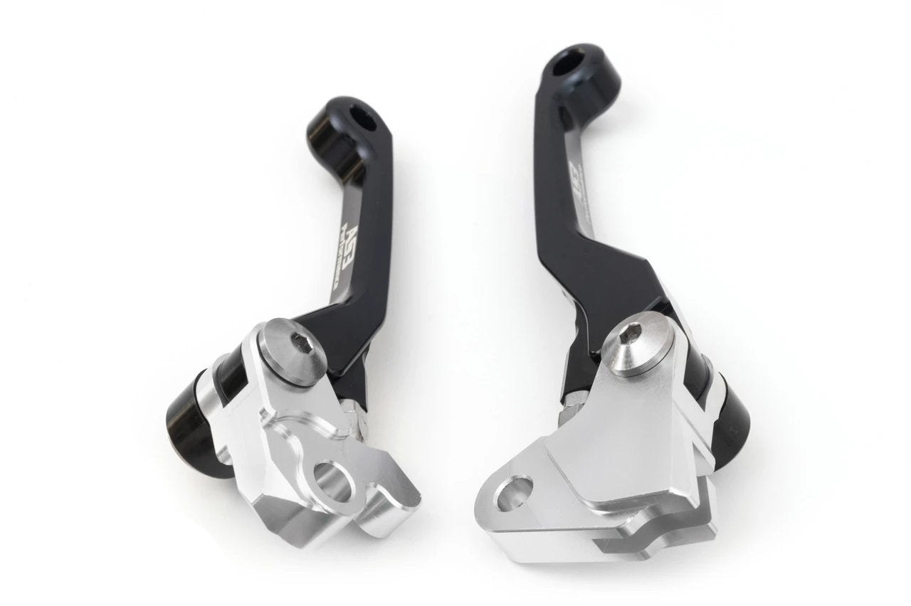 2005 - 2012 Kawasaki KX 125/250/250F/450F AS3 Black Front Brake & Clutch Flexi Pivot Levers