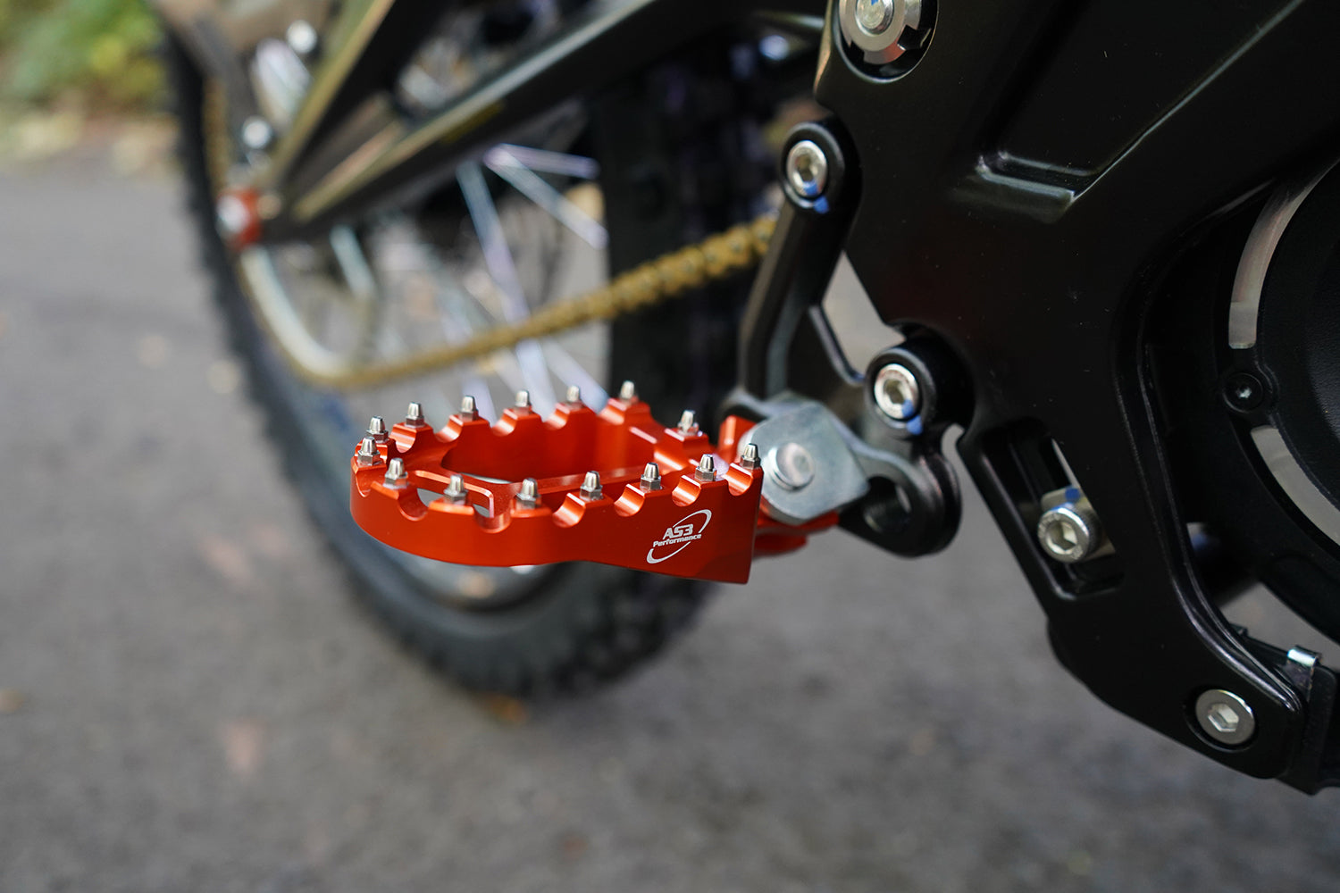 Orange AS3 Racing Series Wide Foot Pegs for 2018 - 2024 SUR - RON Light Bee Electric Motorcycles