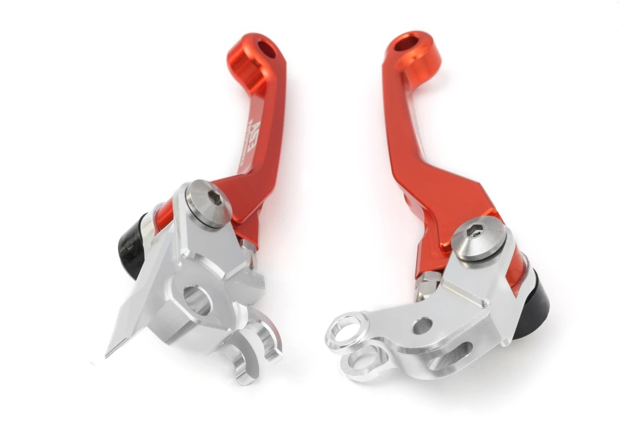 AS3 Orange Front Brake and Clutch Flexible Pivot Levers for 2005 - 2008 KTM 125, 250, 450, 525 SX, EXC, XC, F Motorcycles