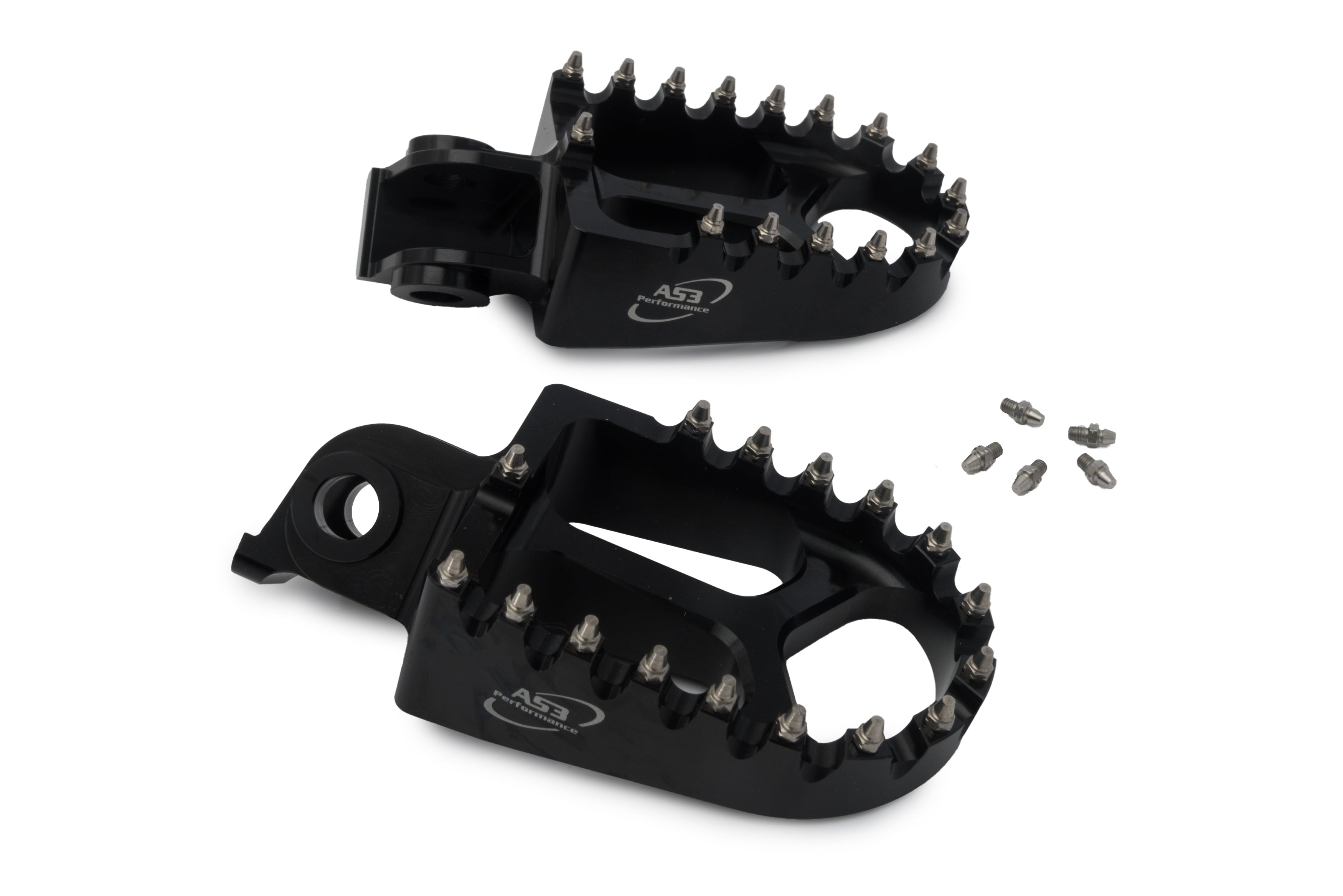 AS3 Racing Series Wide Black Foot Pegs for 2016 - 2024 Husqvarna 701 Enduro, Supermoto and 2022 - 2025 Norden 901 Motorcycles