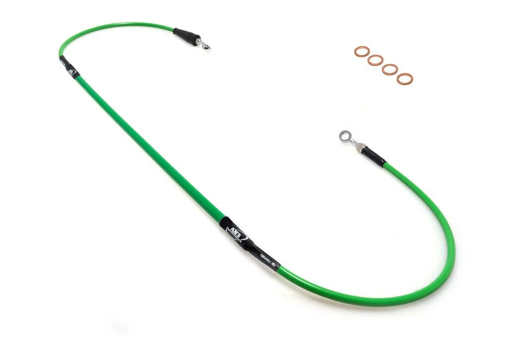 2008 - 2024 Kawasaki KLX 140 and KLX 140 L, 2025 Kawasaki KLX 140 R and KLX 140 RL AS3 Venhill High - Performance Braided Front Brake Line Hose in Green