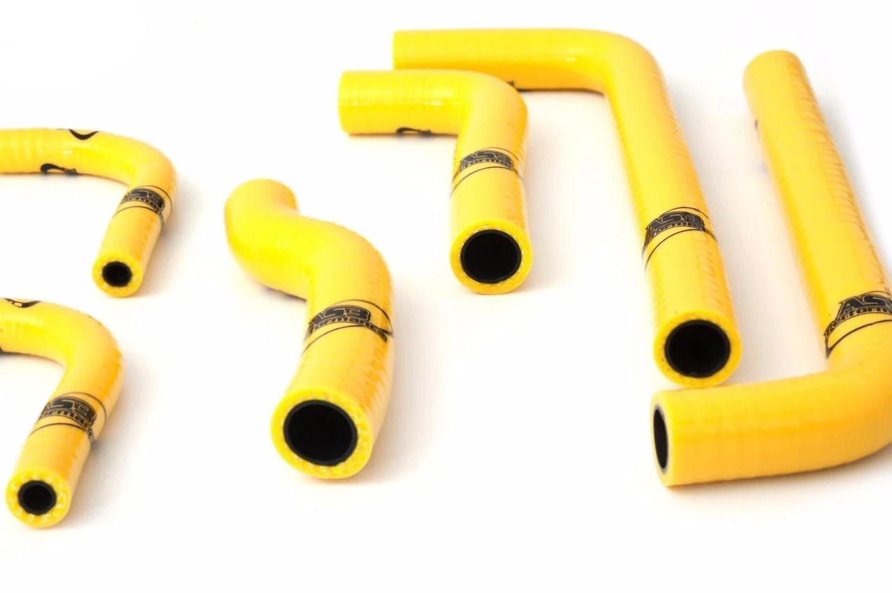 AS3 Performance High - Quality Yellow Silicone Radiator Hoses for Gas Gas EC 200, EC 250, and EC 300 Models from 1999 to 2006