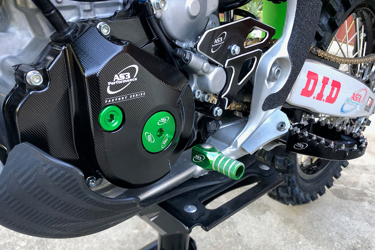 2016 - 2025 Kawasaki KX 450 F and 2022 - 2025 Kawasaki KX 450 X AS3 Performance Forged Green Gear Lever and Rear Brake Pedal for Motorcycle