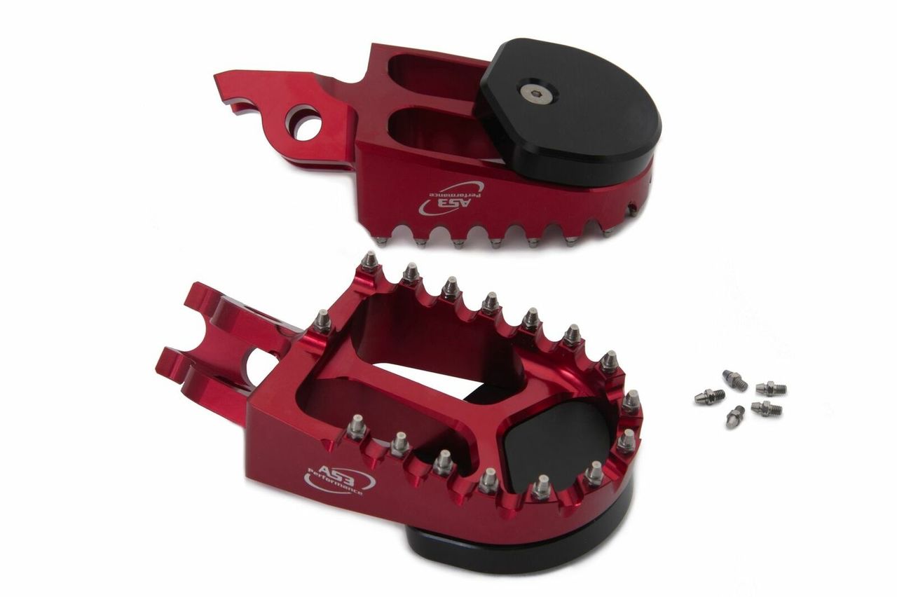 RED AS3 Performance Supermoto Foot Pegs for 2002 - 2025 Honda CR/CRF Models