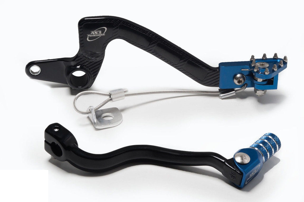 AS3 Cold - Forged Blue Gear Lever & Rear Brake Pedal Combo for 2000 - 2024 Kawasaki KX 65
