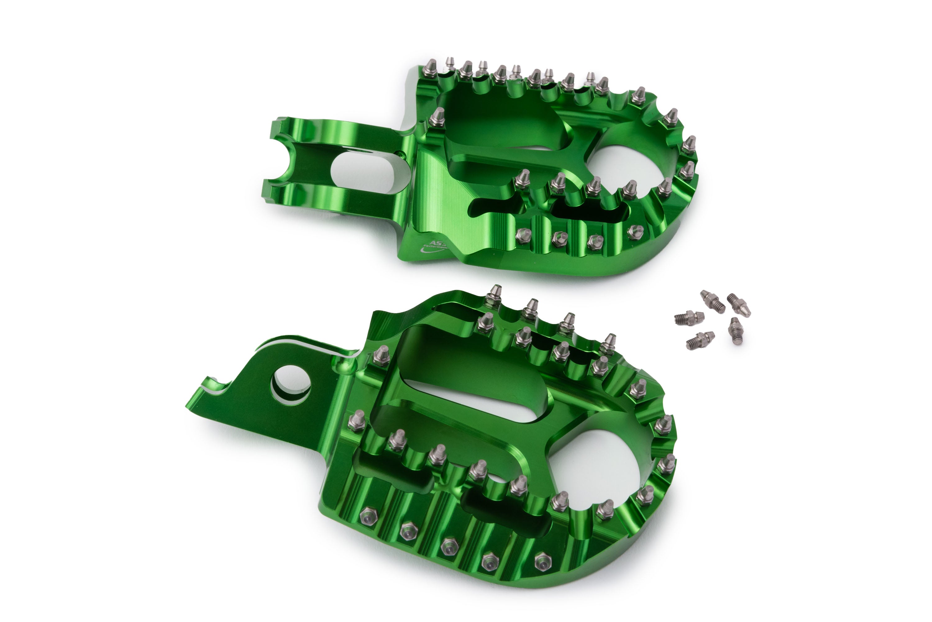 AS3 Performance Extra Large Green Foot Pegs for Kawasaki KX 250 F (2006 - 2024) and KX 450 F (2006 - 2023) - High - Performance Motorcycle Accessories