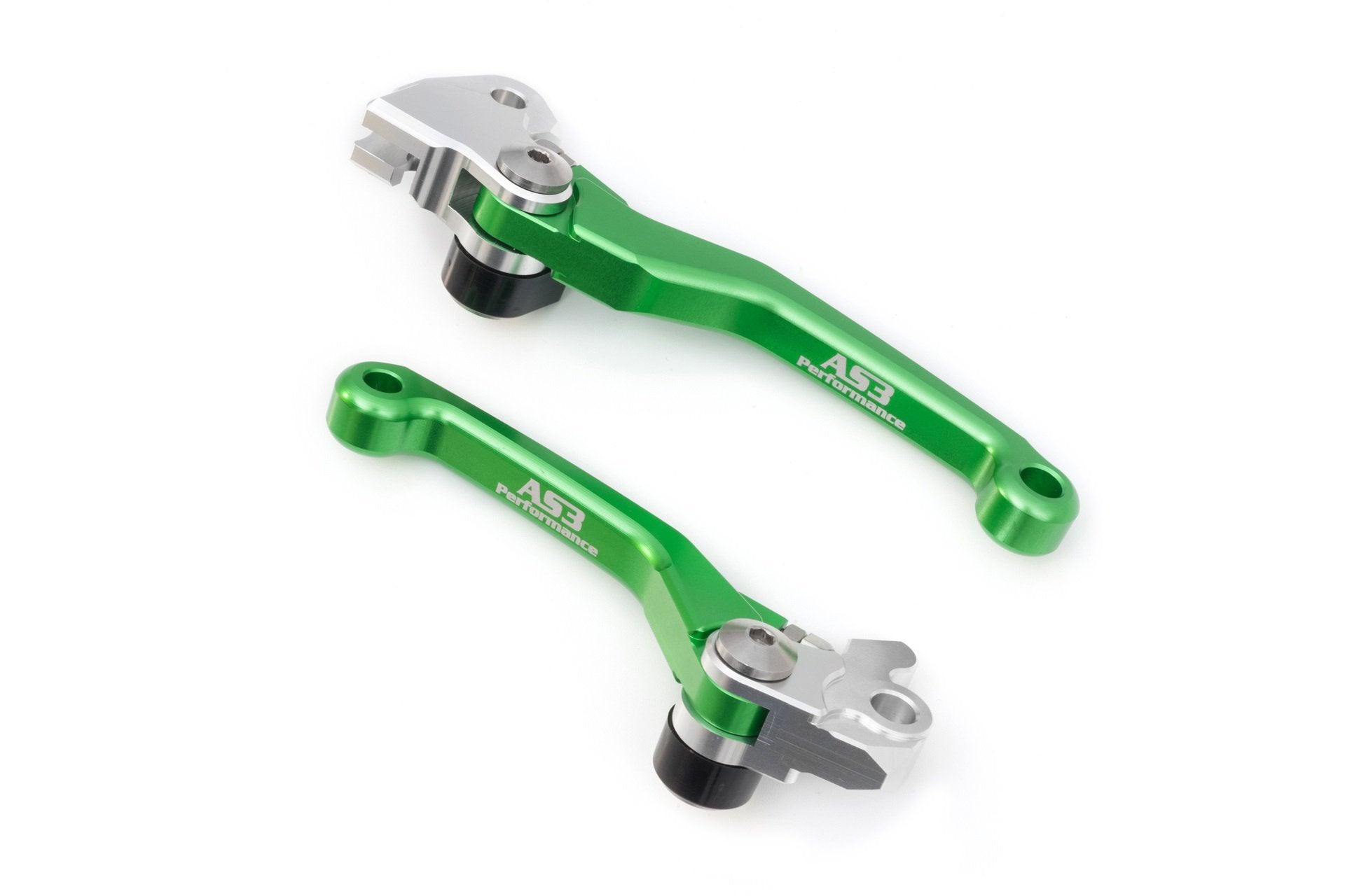 KAWASAKI KX Series (KX 65 2000 - 2024, KX 85 2001 - 2025, KX 100 2001 - 2021, KX 112 2022 - 2025) AS3 High - Quality Front Brake and Clutch Flexible Pivot Levers in Green Color