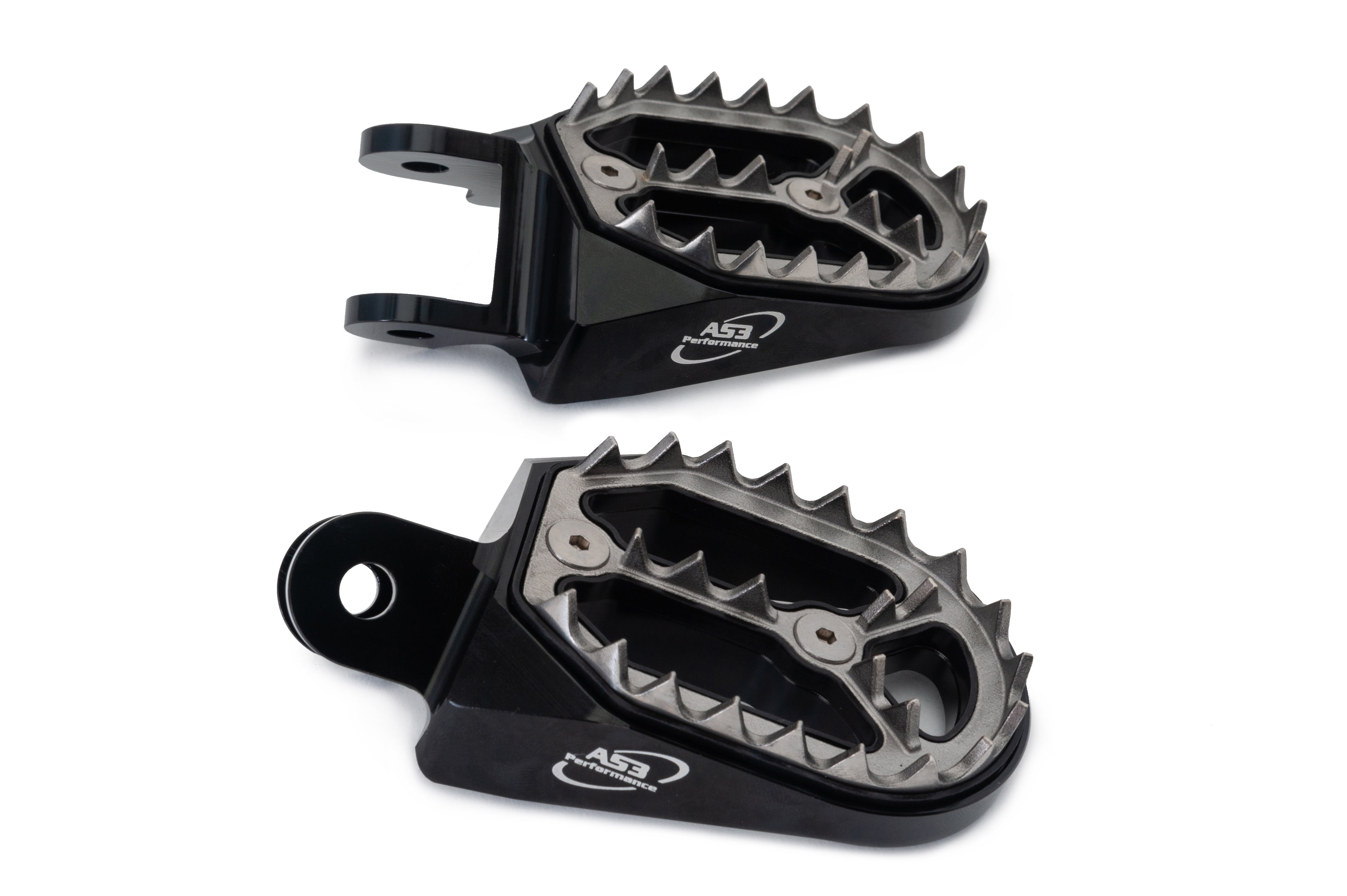 AS3 Factory Series Wide Black Motorcycle Foot Pegs Compatible with 1996 - 2007 Honda CR 80/85, 1996 - 2004 Honda XR 400, and 2000 - 2007 Honda XR 650