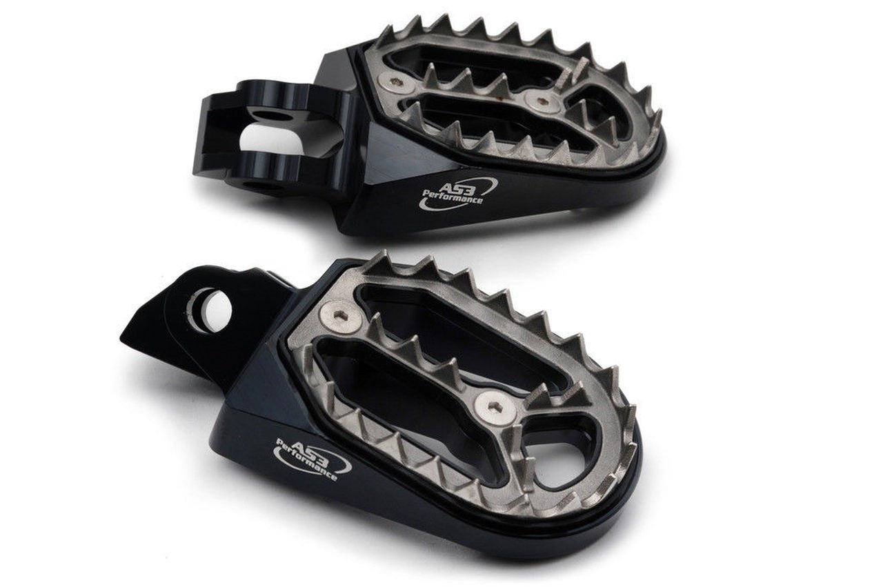 AS3 Factory Series Black Wide Foot Pegs for 2000 - 2025 Kawasaki KX 65/85/100/112